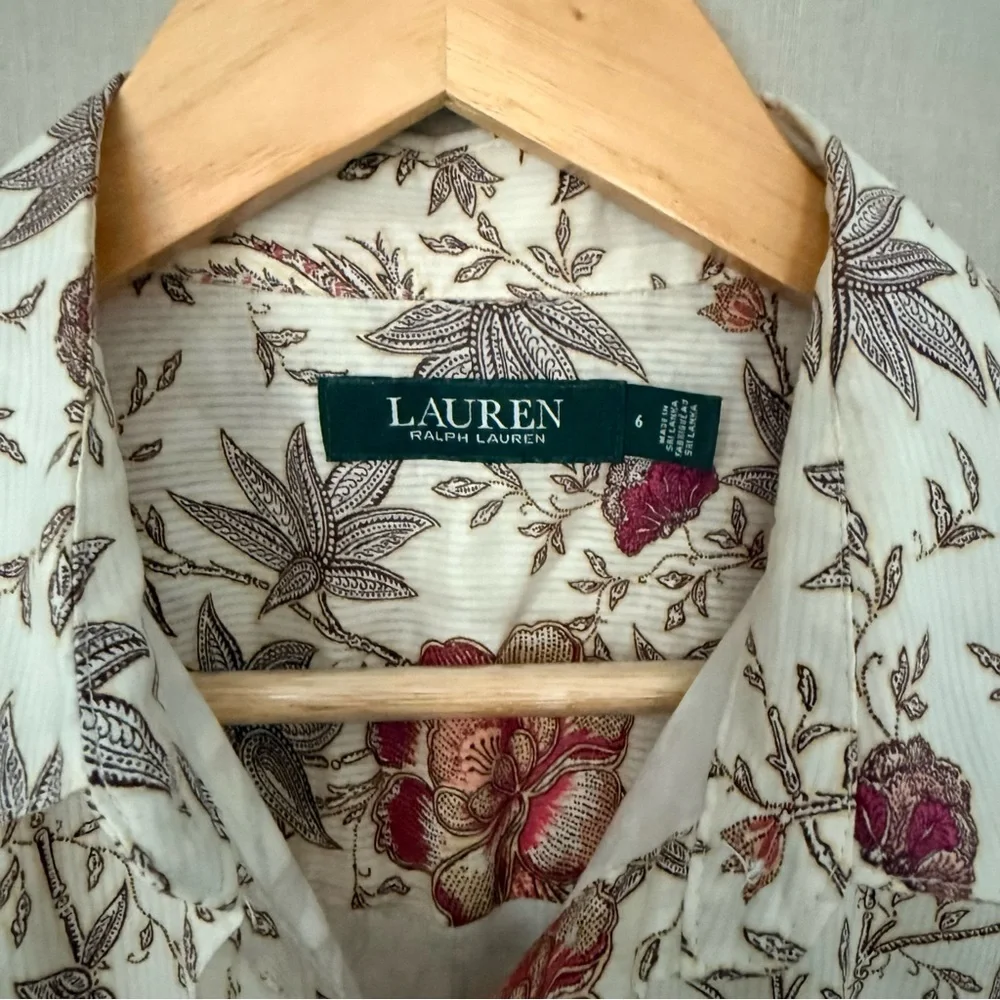 Lauren Ralph Lauren | Floral Shirt Dress | Cream Multi - Picture 2 of 9